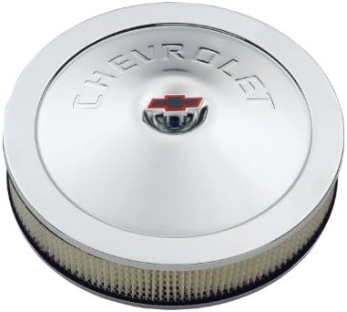 Комплект Воздухоочистителей ProForm 141-302 Chrome Диаметър 14 см с Релефни логото на Chevrolet и 3-инчов Хартиена