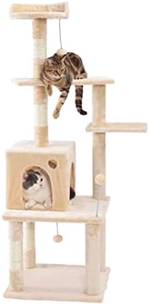 MGWYE Котка Когтеточка за Коте на Дърво с Играчка мишка Легло на най-високо ниво за Отдих Драскотина Сезал за игри