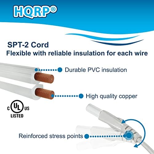 Захранващ кабел ac HQRP, който е Съвместим с Мултимедийни колони Behringer MS20 / MS40, Мрежов кабел, Плюс адаптер HQRP Euro Plug, Бял