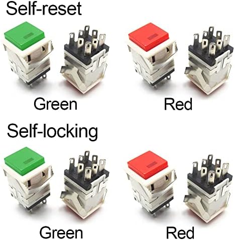 10 БР. Малък led, 8-пинов Червен/Зелен самостоятелно блокиране на Бутон превключвател KD2-22 с самосбросом - (Цвят: червено-самостоятелно блокиране)