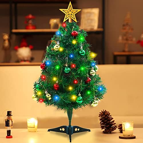 23-Инчовият Настолен Мини-Коледен Коледа Комплект Направи си сам с Многоцветни led Светлини, Звездното Дърво