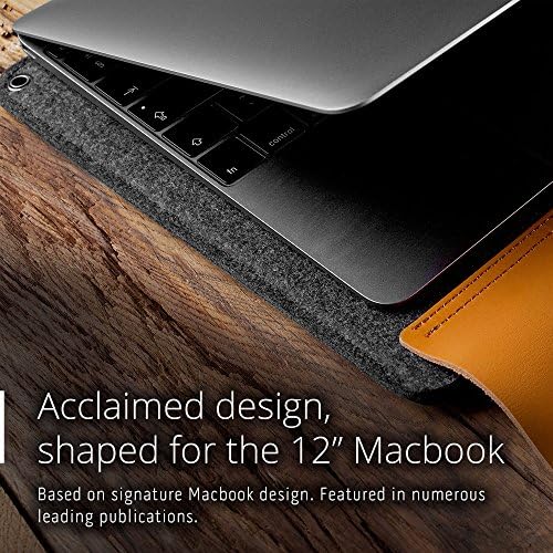 Калъф Mujjo за 12-инчов MacBook | Вълнен филц от премиум-клас, Клапан от естествена кожа със закопчалка на бутон