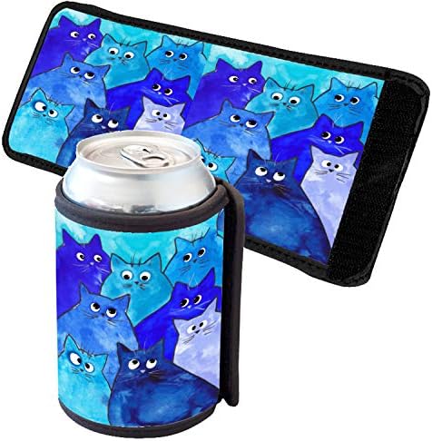 Sunshine Cases Whacky Blue Kitties Cat Art by Denise Термообертка за охладител за всеки Оскорбленного напитка