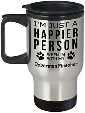 Кафеена Чаша За Любителите на кучета В Пътуване - Щастлив Човек От Доберман-пинчером -Подаръци За спасението на Собствениците на домашни любимци