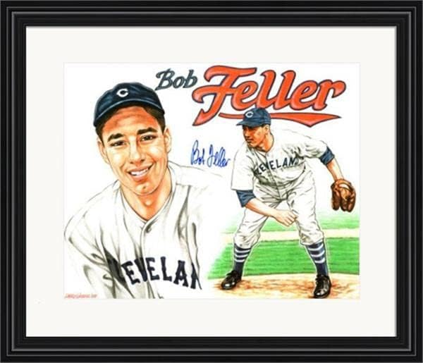 Снимка на Боб Феллера с автограф 8x10 (индианците Кливланд) #12 матова рамка - Снимки на MLB с автограф