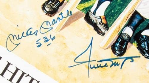 Мики Мэнтл, Тед Уилямс, Уили Мейс, Подписали 500 Начало-Ранов, Фотография ПОМЯТОСТЬЮ JSA COA - Снимки на MLB с автограф