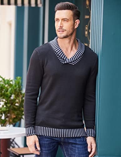 COOFANDY / Мъжки Вязаное Рокля-Пуловер, Всекидневни Оборудвана Пуловер С V-образно деколте, Плетени Пуловери