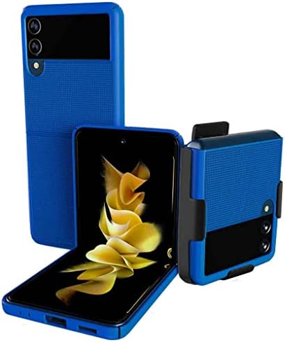Калъф за телефон Rome Tech с клипс за колан за Samsung Galaxy Z Flip 4 5G - Тънък Сверхпрочный Здрав калъф-кобур, който е Съвместим с Galaxy Z Flip4 5G - Син
