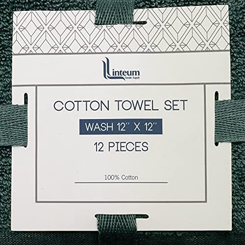 Linteum Textile Комплект кърпи за лице от 12 теми, 12x12 инча, мек памук, 16 Еднократна употреба, кърпички