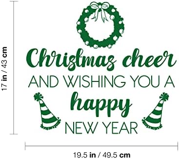 Vinyl Стенни Художествена стикер - Поздрави весела Коледа и пожелания за Щастлива Нова година - 17 x 19,5 - Прекрасна Вдъхновяваща Стикер с цитати за спалня, Дневна, прозор