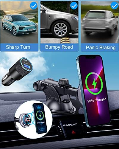 REOKILY Mag-Сигурно зарядно за Кола с автоматично нивелиране, Магнитно Безжично зарядно за Кола, отдушник/ монтиране