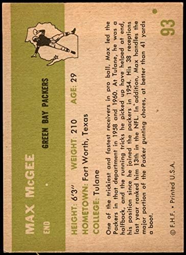 1961 Fleur 93 Макс Макгий Грийн Бей Пакърс (Футболна карта) NM/MT Пакърс Тулейн
