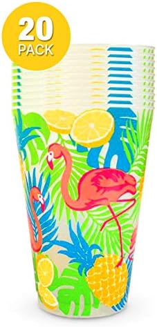 Пластмасови чаши с ананас и фламинго - Пакет от 20 | Perfect 20oz за Многократна употреба чаши Frost Flex за
