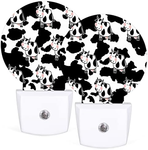 UOYO Милото Животно, една Крава лека нощ-Вградени в Стената, Черен, Бял Цвят с Принтом Крави Led Ночники Auto