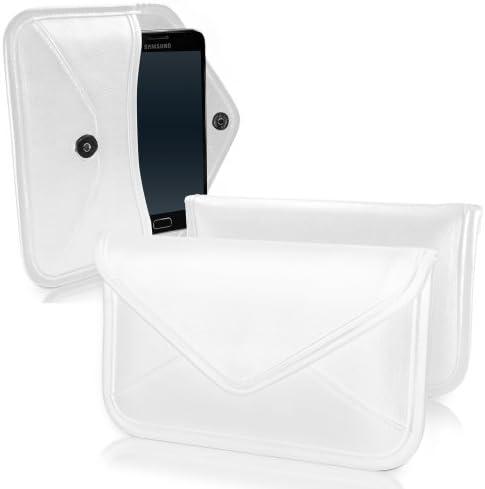 Калъф BoxWave, който е Съвместим с Yota Phone 2 (калъф от BoxWave) - Луксозни Кожена чанта-месинджър, чанта-плик от изкуствена кожа за Yota Phone 2 - Цвят на Слонова кост, Бял