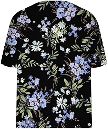 Тениска Свободно Намаляване за Жени, по-Големи Размери, Блуза С Флорални Принтом, V-Образно Деколте, Туника