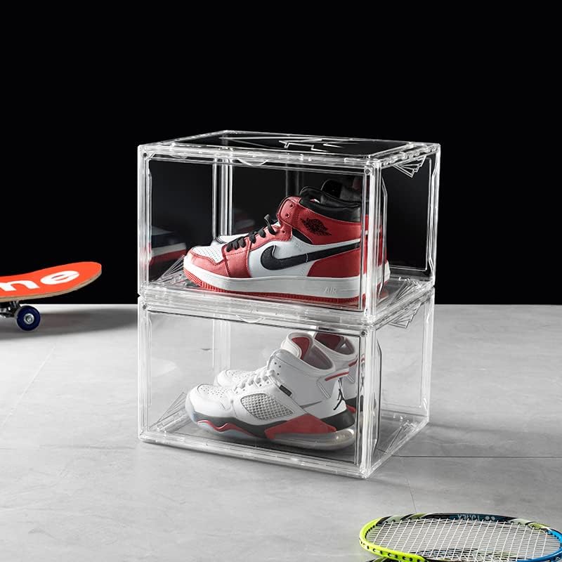 STAHMFOVER 2 опаковки, Прозрачни Кутии за обувки, Штабелируемый Пластмасов Контейнер за маратонки, Открит Органайзер