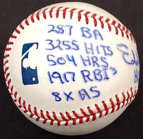 Статистика с автограф на Еди Мъри, подписан от MLB бейзбол PSA / DNA Witness COA - Бейзболни топки с автографи