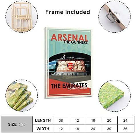 ToMart Плакат на стадиона на Арсенал, Арт Принт на платно, Подарък за футболните фенове (2), Живопис върху платно, монтиран на стената Художествен Плакат за Спални, Обза?