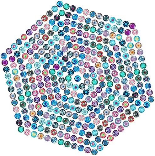 теракотни Плочки 12 мм, Стъклени Плочки с Камъчета, Цветни Полукръгли Кабошоны с фиксирана Облегалка, Плоски