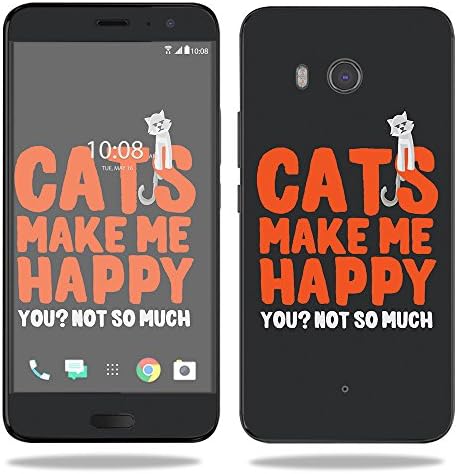 Кожата MightySkins е Съвместим с HTC U11 - Cats Make Me Happy | Защитно, здрава и уникална vinyl стикер-опаковка