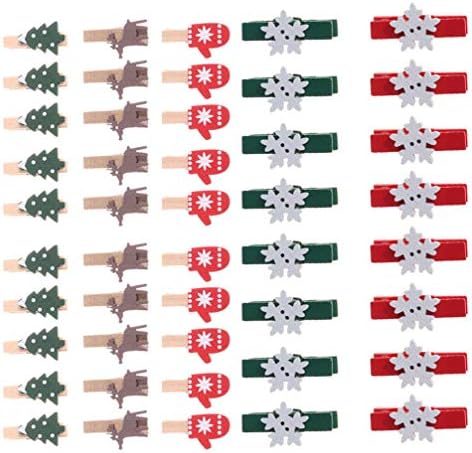 Коледни клечки за дрехи за Снимки Hemoton, Цветни Висящи Дървени Мини-Клипове, Снимки, Ръкавици от Лосове, Скоби