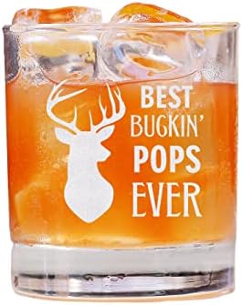 QPTADesignGift Най-Чаша за уиски в света Buckin Pops - една Чаша На Ден на бащата - Подарък нов татко - Чаша за уиски - Забавен подарък за рожден ден - на Лов за Ден на бащата