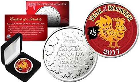 2017 Година Петел Лунна Нова Година на Кралския Монетен двор на Канада Раскрашенная Монета в кутията