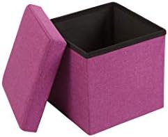 Fresh Home Elements FHE 12-инчов Сгъваем хоп за съхранение, 12 x 12 x 12, Бельо плат Purple Orchid, Лесно се трансформира за допълнително място за съхранение, за сядане и за поставка за кра?