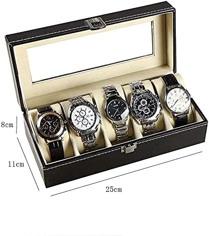 LOKOC Кутия За Съхранение на Бижута Органайзер 5 на Окото Кожена Кутия За Съхранение Часа Унисекс Ръчни Часовника