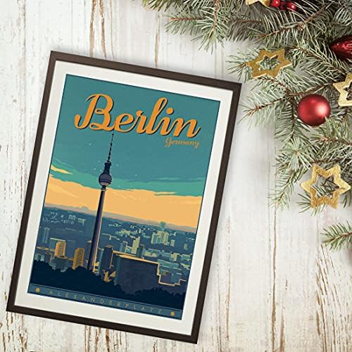Германия Берлин Реколта Плакати за Пътуване от цял Свят Пейзаж Стенен Арт Принт Декор Живопис Подарък Стикери за декорация на Дома (12X18 инча)