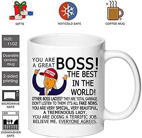 Подаръци Тръмп Boss Lady за жени - Ти си Чудесен Шеф Чаши за Кафе Lady Тръмп - Кафеена Чаша Boss Lady на Деня