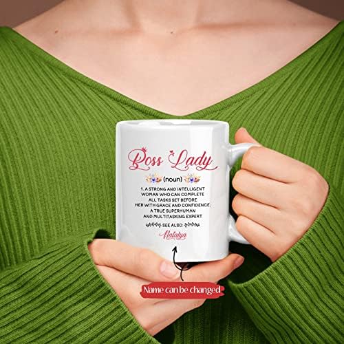 Чаша BigTees Boss Lady Definition, Персонални Чаши за Кафе Boss Lady Подарък За жени, Индивидуални Чаши С име,