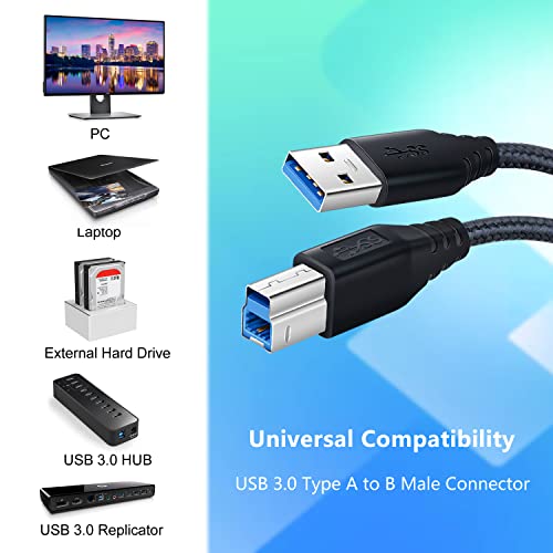 Кабел OKRAY USB A USB B 3.0 2 пакет 6-крак Високата кабел, тип A-B, от един мъж към мъж, Найлонова Оплетка Кабел