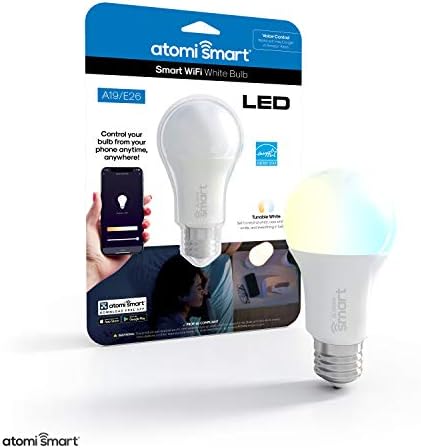 бяла led лампа atomi smart WiFi с регулируема яркост на бяла светлина (2700-6000 До), E26 A19, Концентратор