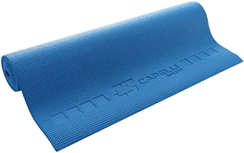 Нескользящий килимче за йога Capelli Sport, Универсална подложка за фитнес и тренировки, PVC, Син, 4 мм