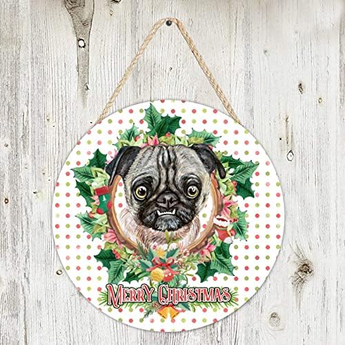 6-Инчов Кръгла Дървена Добре дошли Тава Знак на Коледен Венец е Венец на Кучето Селски Врата Закачалка Знак