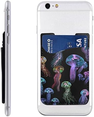 Цветен калъф за телефон под формата на Медузи, Държач за карти, Самоклеящийся калъф за кредитни карти от изкуствена кожа ID за задния панел на смартфона е с размер 2,4x