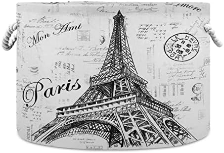 GOODOLD Париж-Айфеловата Кула Голяма Кошница за дрехи, 20x14 Инча Сгъваема Кошница за Дрехи Декоративно Одеяло