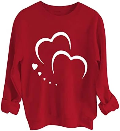 Риза за Свети Валентин за жени, Тениски с Модел Сърцето си за Любовта, с Кръгло деколте и Дълъг Ръкав, Пуловер