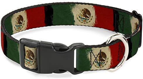 Котешки Нашийник с катарама, Отколовшийся Знаме на Мексико, Потрепанная Рисувани от 6 до 9 см Ширина 0,5 инча