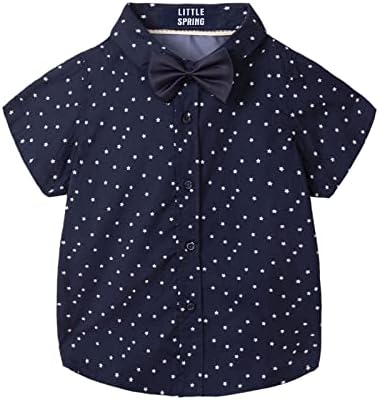 Детска Риза с копчета за момчета LittleSpring с Къс ръкав и папийонка за Деца