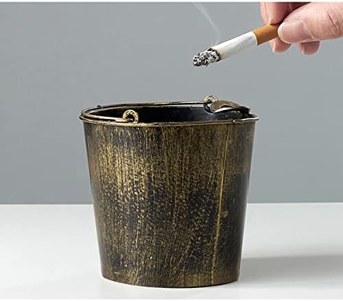 Queenbox Височина 8 см Ретро Златна Пепелник за Пури Метална Кофа за Цигарения Пепел за Пушач Офис Декорация