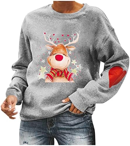 Xiloccer / коледни пуловери за жени 2021, най-грозна коледна потник, пуловер Дядо Коледа с кръгло деколте, топли зимни забавни тениски