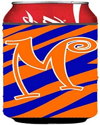 Carolin's Treasures CJ1036-МКЦ Буквата M В синята и оранжевата тигровую лента За обнимания кутии или бутилки,