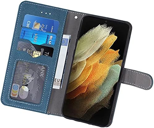 Asuwish е Съвместим с Samsung Galaxy S21 Ultra Glaxay S21ultra 5G Чанта-портфейл и Защитно фолио за екран от