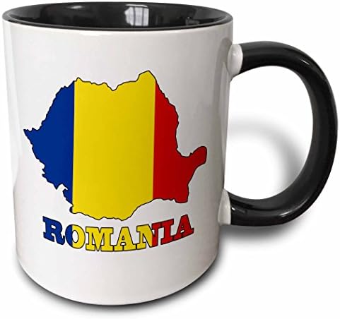 3dRose кружка_63195_4 Знаме на Румъния за оформяне на картата и държава, Румъния. В два цвята Черна чаша, 11