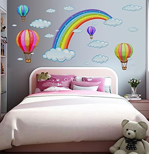 Преливащи се цветове Стикери за Стена с Балони, Цветни Стикери за Декора на Стените под формата на Облаци, Винилови