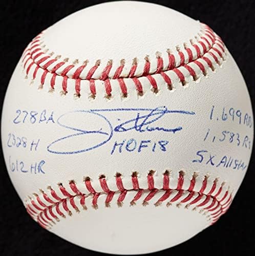 Джим Е Подписал Едро Вписан Stat MLB Бейзбол Authentic Fanatics - Бейзболни топки с Автографи