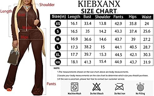 KIEBXANX / Женски спортен костюм от две части, Велюровый спортен костюм, Скъсяване на Върховете джоб с дълъг
